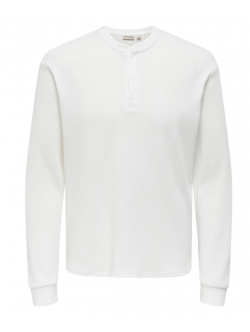 ONLY & SONS langærmet t-shirt i hvid til herre