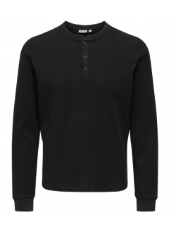 ONLY & SONS langærmet t-shirt i sort til herre