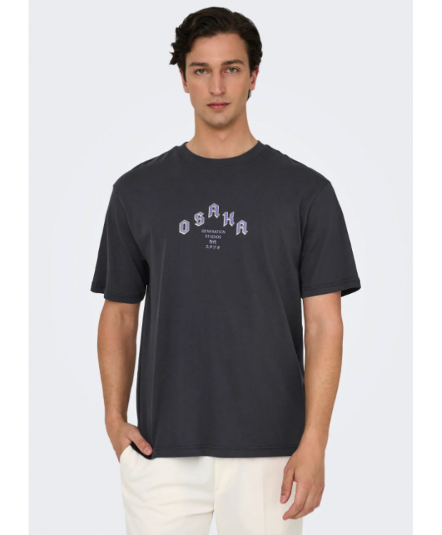 ONLY & SONS T-Shirt i sort med Osaka Dragon print til herre