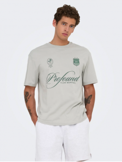 ONLY & SONS T-Shirt i Mirage Gray med Profound print til herre