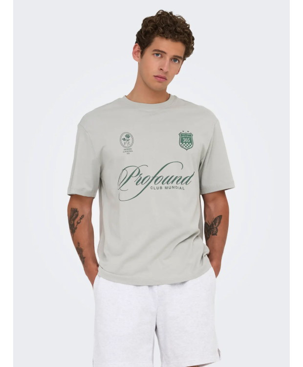 ONLY & SONS T-Shirt i Mirage Gray med Profound print til herre