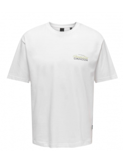 ONLY & SONS T-Shirt i hvid med Cancun print til herre