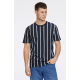 Lindbergh T-shirt m. rund-hals i Navy blå med striber til herre