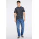 Lindbergh T-shirt m. rund-hals i Navy blå med striber til herre