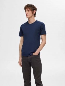 Selected 3-pak t-shirt, i sort, navy og hvid til herre.