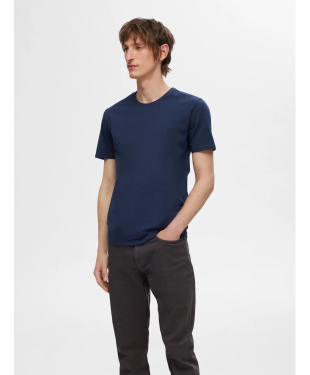 Selected 3-pak t-shirt, i sort, navy og hvid til herre.