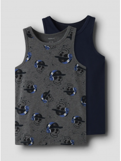Name it 2pak "skull" tanktop i mørkefarver til drenge