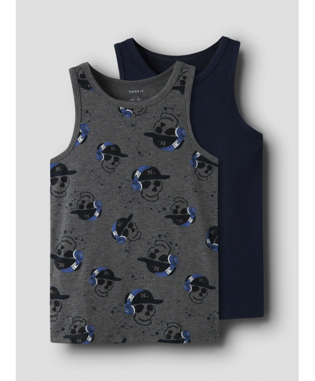 Name it 2pak "skull" tanktop i mørkefarver til drenge