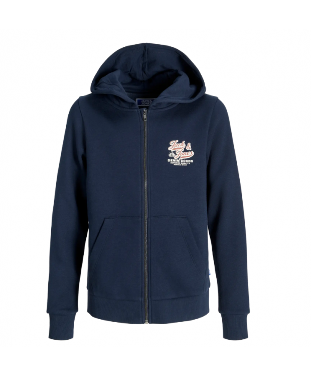 Jack & Jones Hoodie i Sky Captain med lynlås til drenge