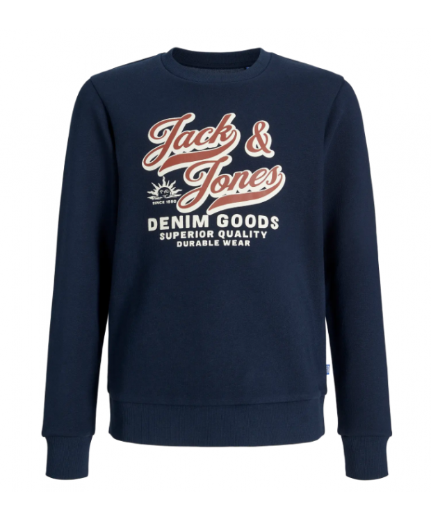 Jack & Jones Junior sweatshirt i navyblå med tekstprint til drenge