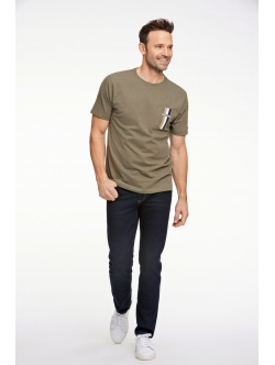 BISON O-Neck T-shirt i genanvendt bomuldsblanding i army til here