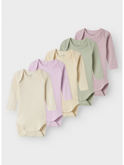 Name it 5pak solid bodystockings multifarvet til baby