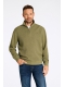 Sweatshirt med halv lynlås og vaffelstruktur i olivengrøn