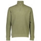 Sweatshirt med halv lynlås og vaffelstruktur i olivengrøn