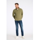 Sweatshirt med halv lynlås og vaffelstruktur i olivengrøn