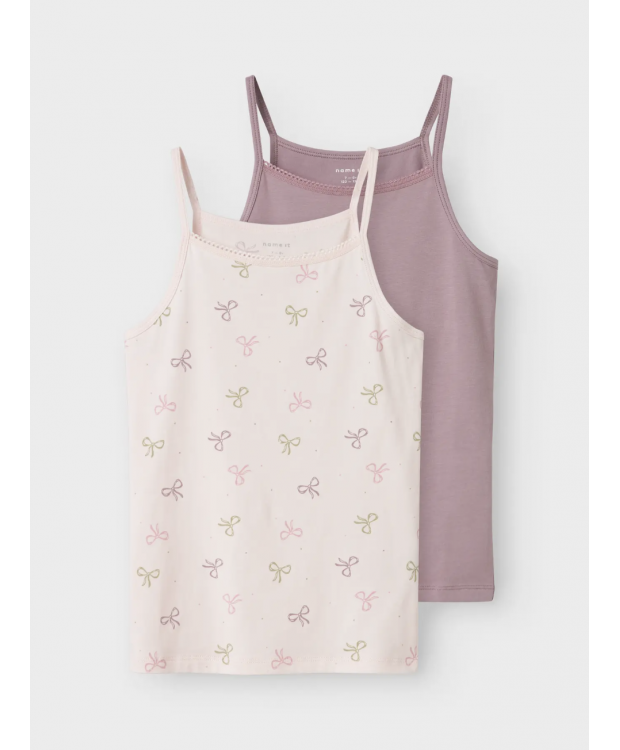 Name it 2pak pink bow top med smalle stropper til piger