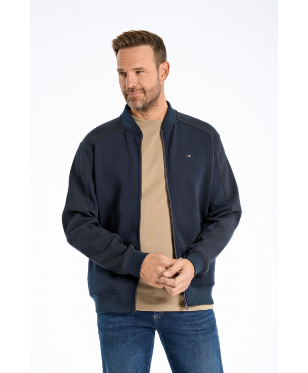 BISON Navy cardigan med struktureret design og komfortabel pasform til herre