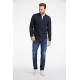 BISON Struktureret  strik cardigan i Navy til herre
