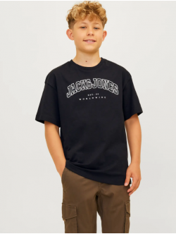 Jack & Jones Junior T-shirt i sort med print til drenge