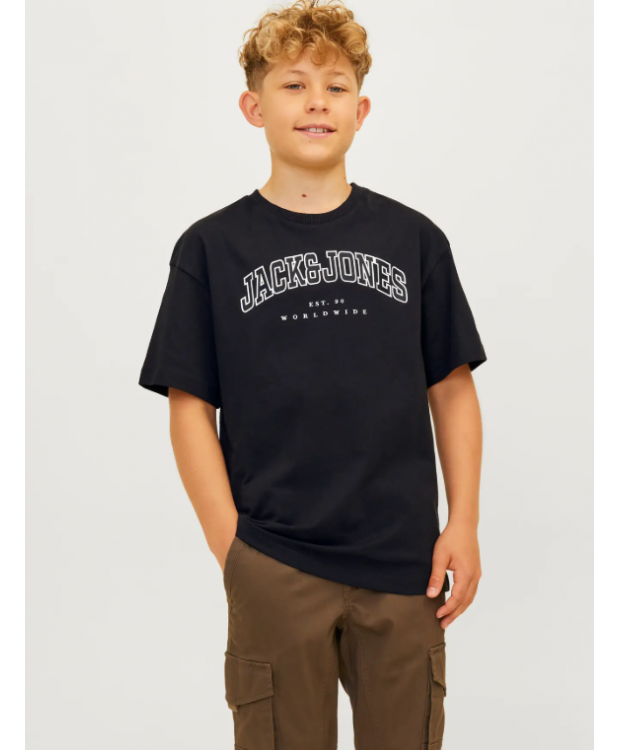 Jack & Jones Junior T-shirt i sort med print til drenge