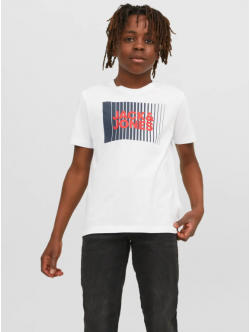 Jack & Jones Junior T-shirt i hvid med print til drenge