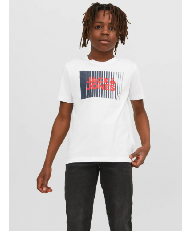 Jack & Jones Junior T-shirt i hvid med print til drenge