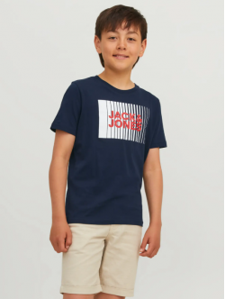 Jack & Jones Junior T-shirt i Navy Blazer med print til drenge