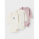 Name It Baby 3-pak langærmede bodystockings med blomsterprint til piger – str. 50, 56, 62, 68, 74, 80, 86, 92 og 98