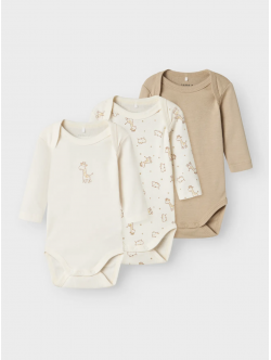 Name it 3pak giraf bodystockings til baby