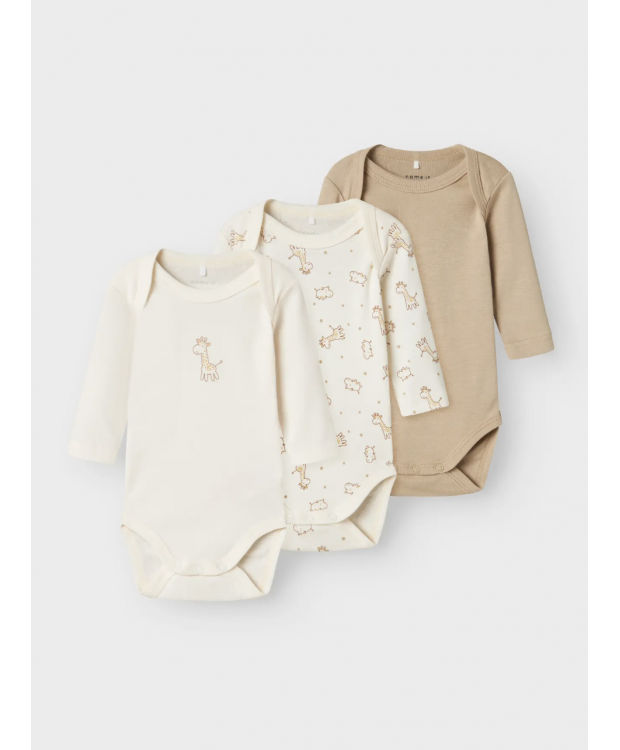 Name it 3pak giraf bodystockings til baby