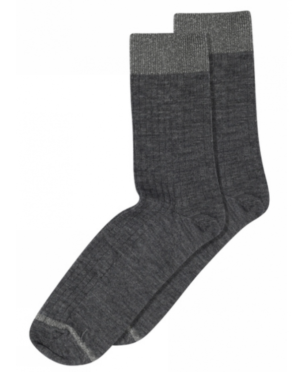 MP Denmark Erina uld rib sokker i Dark Grey Melange til kvinder