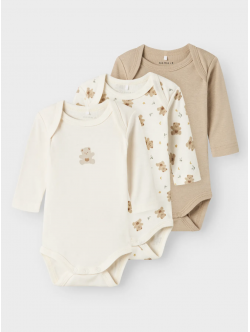 Name it 3pak bear Bodystockings multifarvet til baby