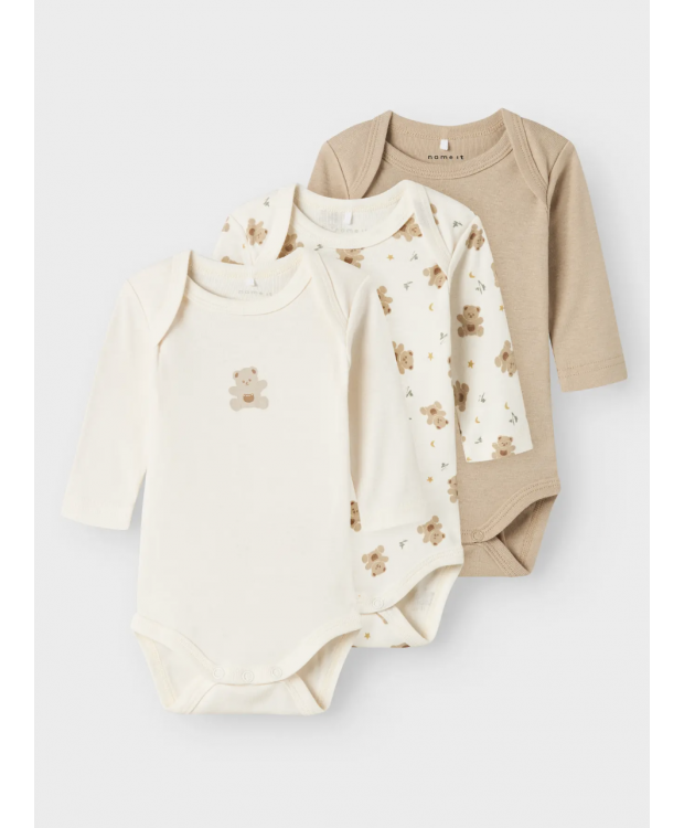 Name it 3pak bear Bodystockings multifarvet til baby