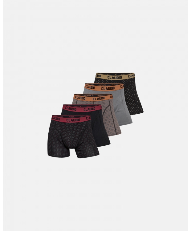 Claudio 5pak bambus underbukser/tights med orange og bordeaux til herre