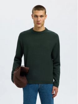 Selected Strikket pullover i Deep Forest til herre