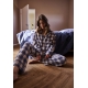 JBS Of Denmark Women Flannel pyjamasbukser i blå til kvinder