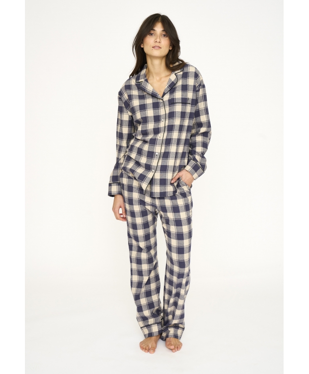 JBS Of Denmark Women Flannel pyjamasskjorte I blå til kvinder
