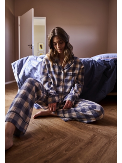 JBS Of Denmark Women Flannel pyjamasskjorte I blå til kvinder
