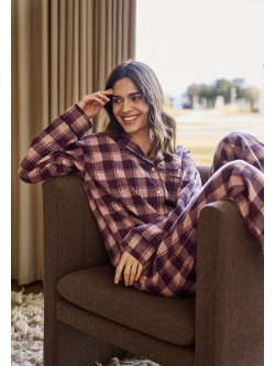 JBS Of Denmark Women Flannel pyjamasskjorte I rose til kvinder