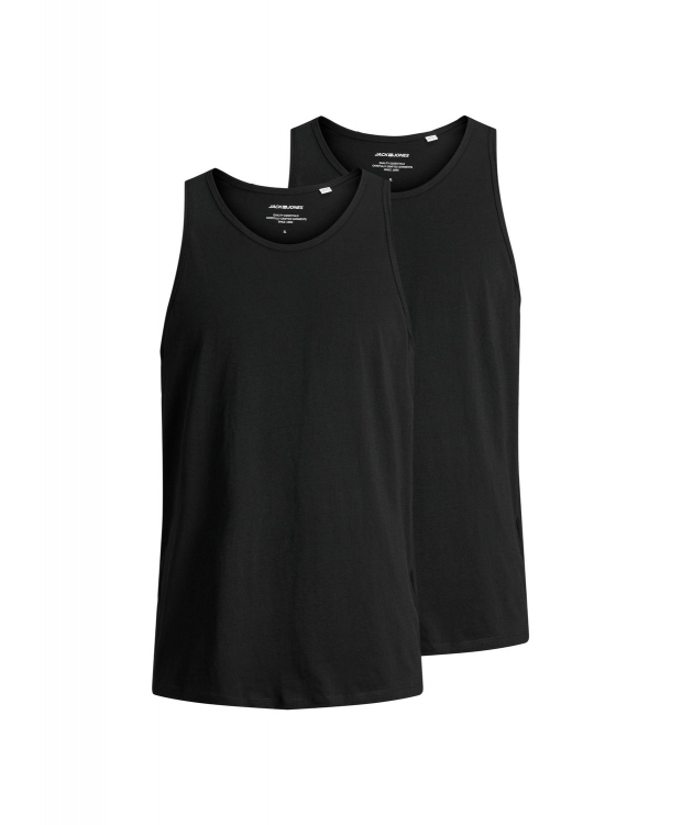 Jack & Jones 2-Pak Tanktop i Sort – Bomulds Undertrøje til Herre med Rund Hals