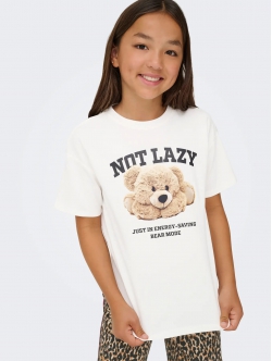 KIDS ONLY Loose t-shirt i hvid med print til piger