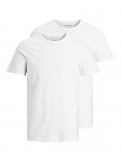 Jack & Jones 2pak hvid T-shirt i økologisk bomuld med rund hals til herre Hvid XXL