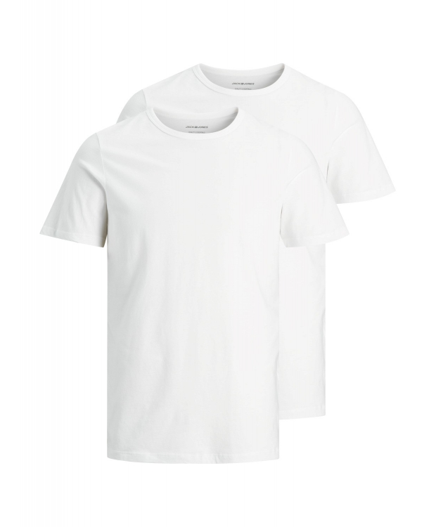 Se Jack & Jones 2pak hvid T-shirt i økologisk bomuld med rund hals til herre hos Sokkeposten.dk