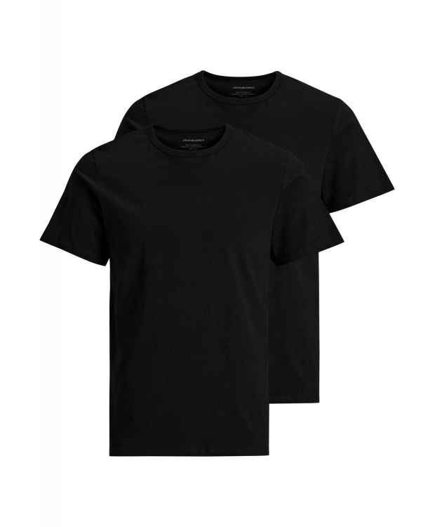 Jack & Jones 2-Pak Sort T-Shirt i Økologisk Bomuld med Rund Hals til Herre billede
