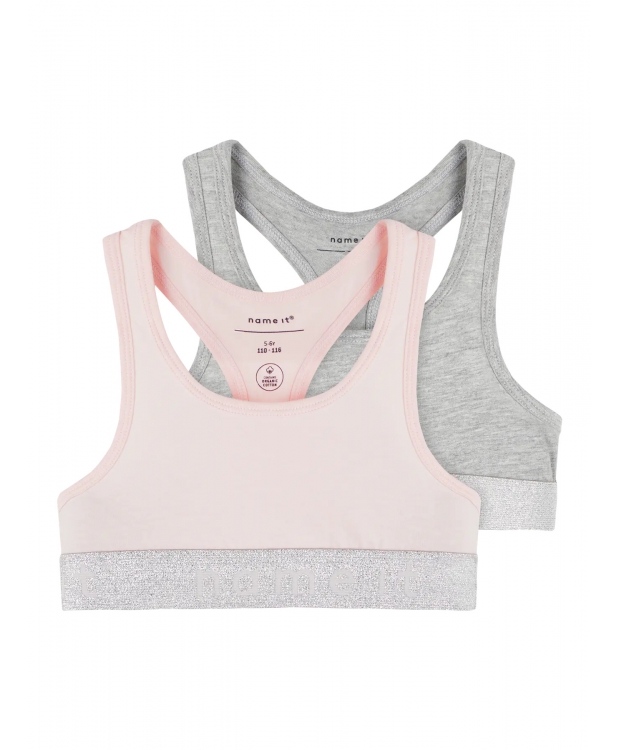 Name it 2-pak Top/Bralette i lyserød og grå til piger