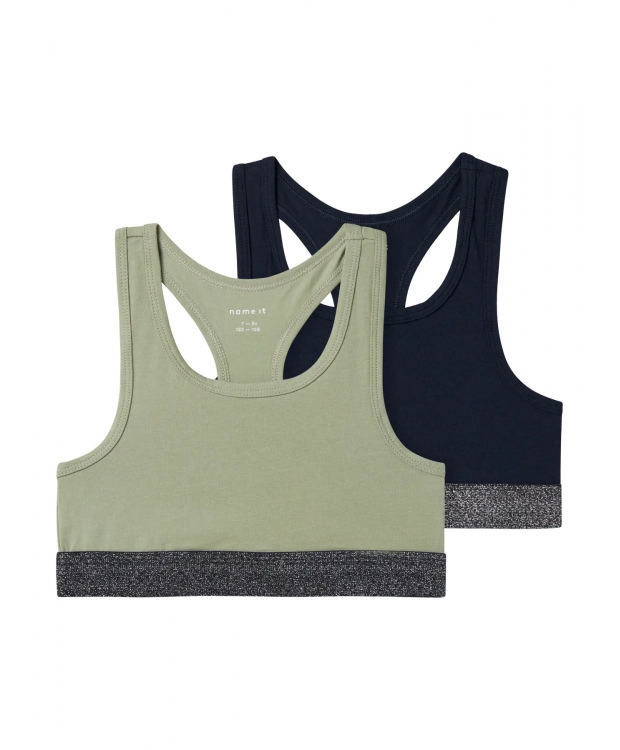 Name it 2-pak Top/Bralette i grøn og sort til piger
