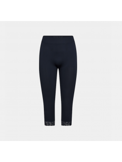 DECOY Seamless capribukser med blondekant i navy til kvinder