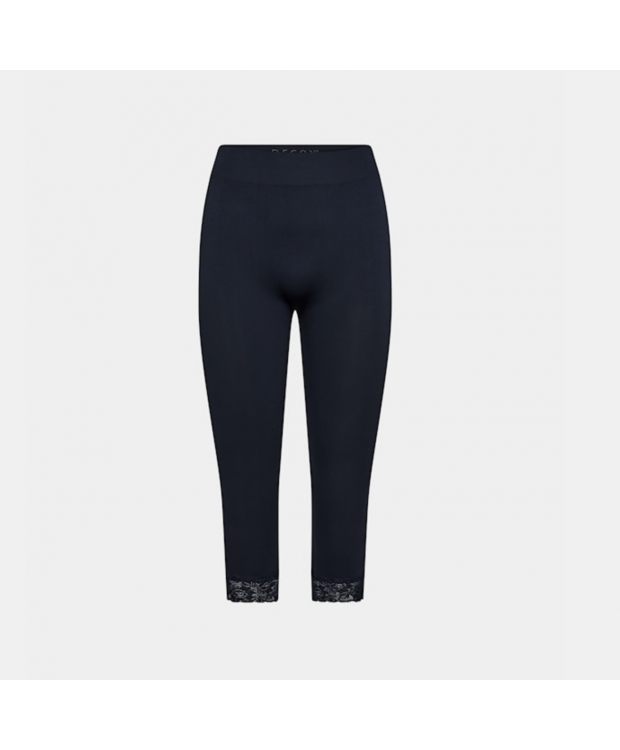 DECOY Seamless capribukser med blondekant i navy til kvinder