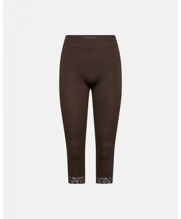 DECOY Seamless capribukser med blondekant i brun til kvinder