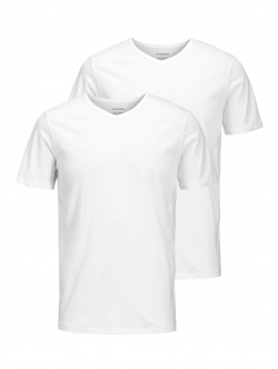 Jack & Jones 2pak hvid T-shirt i økologisk bomuld med V-hals til herre